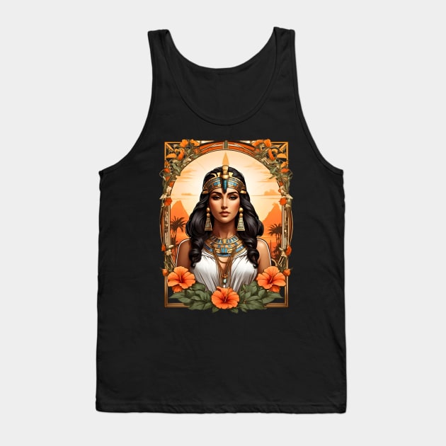 Cleopatra Queen of Egypt retro vintage floral design Tank Top by Neon City Bazaar